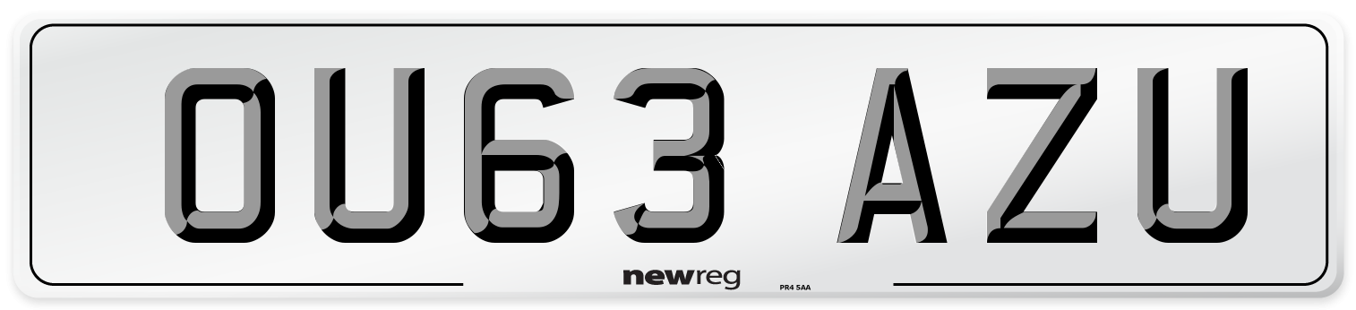 OU63 AZU Number Plate from New Reg
